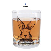 Set 6 pahare sticla transparenta neagra Iepuras 8x9 cm, 300 ml