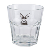 Set 6 pahare sticla transparenta neagra Iepuras 8x8 cm, 200 ml