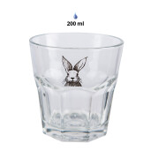 Set 6 pahare sticla transparenta neagra Iepuras 8x8 cm, 200 ml