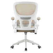 Scaun birou textil plasa bej metal alb Rakin 63x60x100-108 cm