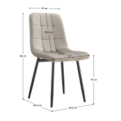 Scaun catifea gri metal negru Ramita 44.5x56.5x86 cm 