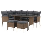 Set mobilier gradina ratan sintetic natur gri Randi 194/144x54x82 cm