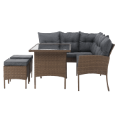 Set mobilier gradina ratan sintetic natur gri Randi 194/144x54x82 cm