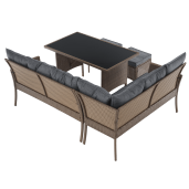 Set mobilier gradina ratan sintetic natur gri Randi 194/144x54x82 cm
