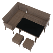 Set mobilier gradina ratan sintetic natur gri Randi 194/144x54x82 cm