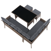 Set mobilier gradina ratan sintetic natur gri Randi 194/144x54x82 cm