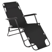 Scaun de gradina pozitionabil, negru Reged 60x105/111x84 cm