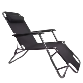 Scaun de gradina pozitionabil, negru Reged 60x105/111x84 cm