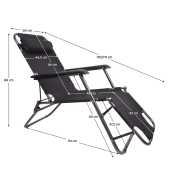 Scaun de gradina pozitionabil, negru Reged 60x105/111x84 cm