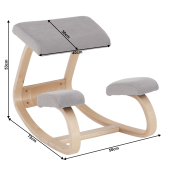 Scaun birou ergonomic tapiterie gri lemn natur Renar 50x72x53 cm