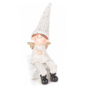Figurina Inger din polirasina si textil alb 6x11x16 cm