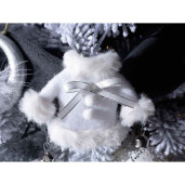 Set 8 ornamente brad din textil alb gri 11x9 cm