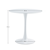 Masa dining MDF metal alb mat Reventon 80x74 cm