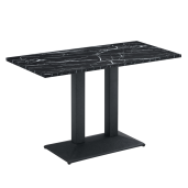 Masa sufragerie, bistro metal negru DTD marmorat Rinaldo 120x60x75 cm