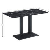 Masa sufragerie, bistro metal negru DTD marmorat Rinaldo 120x60x75 cm