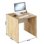 Birou mdf natur stejar artisan alb Rioma 80x80x76 cm