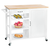 Carucior servire mdf alb furnir stejar Robins 101x49x90,7 cm