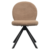 Scaun dining pivotant textil maro buclat metal negru Rodia 47x44x83 cm