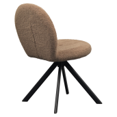 Scaun dining pivotant textil maro buclat metal negru Rodia 47x44x83 cm