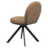 Scaun dining pivotant textil maro buclat metal negru Rodia 47x44x83 cm