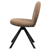 Scaun dining pivotant textil maro buclat metal negru Rodia 47x44x83 cm