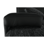 Coltar extensibil cu tapiterie piele ecologica si textil negru TRAMP 257x180x83 cm