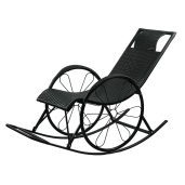 Fotoliu balansoar ratan metal negru Rokin 61x149x90 cm