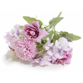 Buchet Hortensii si Trandafiri artificiali roz verzi 30 cm