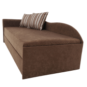 Canapea extensibila cu tapiterie textil maro perne cu model stanga Aga 197x78x75 cm