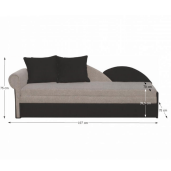 Canapea extensibila cu tapiterie textil gri negru stang Diane 197x78x75 cm