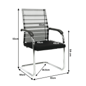Scaun conferinta argintiu negru Esin 55x64x93 cm