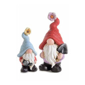 Set 2 figurine ceramica Gnomi 8.5x7.5x17.5 cm, 6.5x5x13 cm