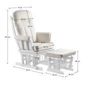 Fotoliu balansoar cu suport pentru picioare lemn alb textil crem Saford 71x81x104 cm, 50x39x38 cm