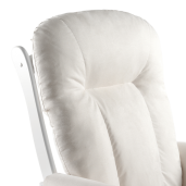 Fotoliu balansoar cu suport pentru picioare lemn alb textil crem Saford 71x81x104 cm, 50x39x38 cm