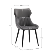 Scaun de dining gri metal negru Sagara 50x58x85.5 cm