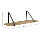 Etajera MDF stejar metal negru Sagira 60x20x1.8 cm