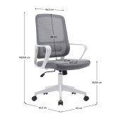 Scaun birou gri alb Salomo 63x56.5x99-109 cm