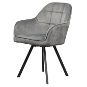 Fotoliu catifea gri metal negru pivotant Samanta 57x59x88 cm