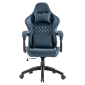 Scaun birou, gaming  piele ulei-ceruita albastra plastic negru Samie 72x70x130-139 cm