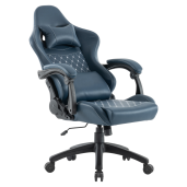 Scaun birou, gaming  piele ulei-ceruita albastra plastic negru Samie 72x70x130-139 cm