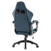 Scaun birou, gaming  piele ulei-ceruita albastra plastic negru Samie 72x70x130-139 cm