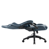 Scaun birou, gaming  piele ulei-ceruita albastra plastic negru Samie 72x70x130-139 cm