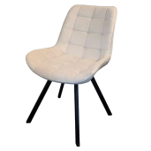 Scaun dining catifea bej metal negru Samira 55x61x87 cm