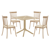 Scaun stivuibil plastic maro Sazen 45x47x87 cm 