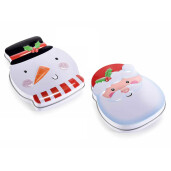 Set 2 cutii Craciun metal multicolor cm 10 x 12,5 x 2 H