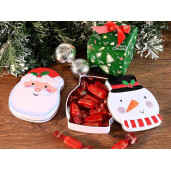 Set 2 cutii Craciun metal multicolor cm 10 x 12,5 x 2 H