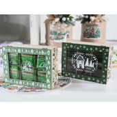 Set 2 cutii ceai Craciun lemn multicolor sticla 23x17x7.5 cm