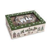 Set 2 cutii ceai Craciun lemn multicolor sticla 23x17x7.5 cm