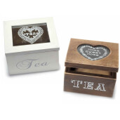 Set 2 cutii ceai lemn maro alb 10x8.5x7 cm