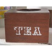 Set 2 cutii ceai lemn maro alb 10x8.5x7 cm